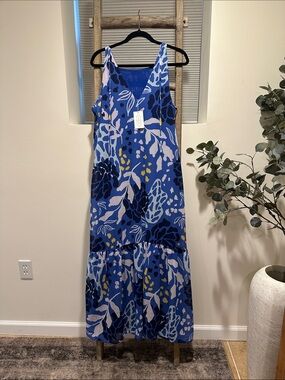 Mud Pie Blue Floral Print Sleeveless Maxi Dress